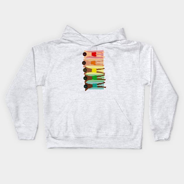 Hunky Mon on Rainbow Towels Kids Hoodie by jenblove